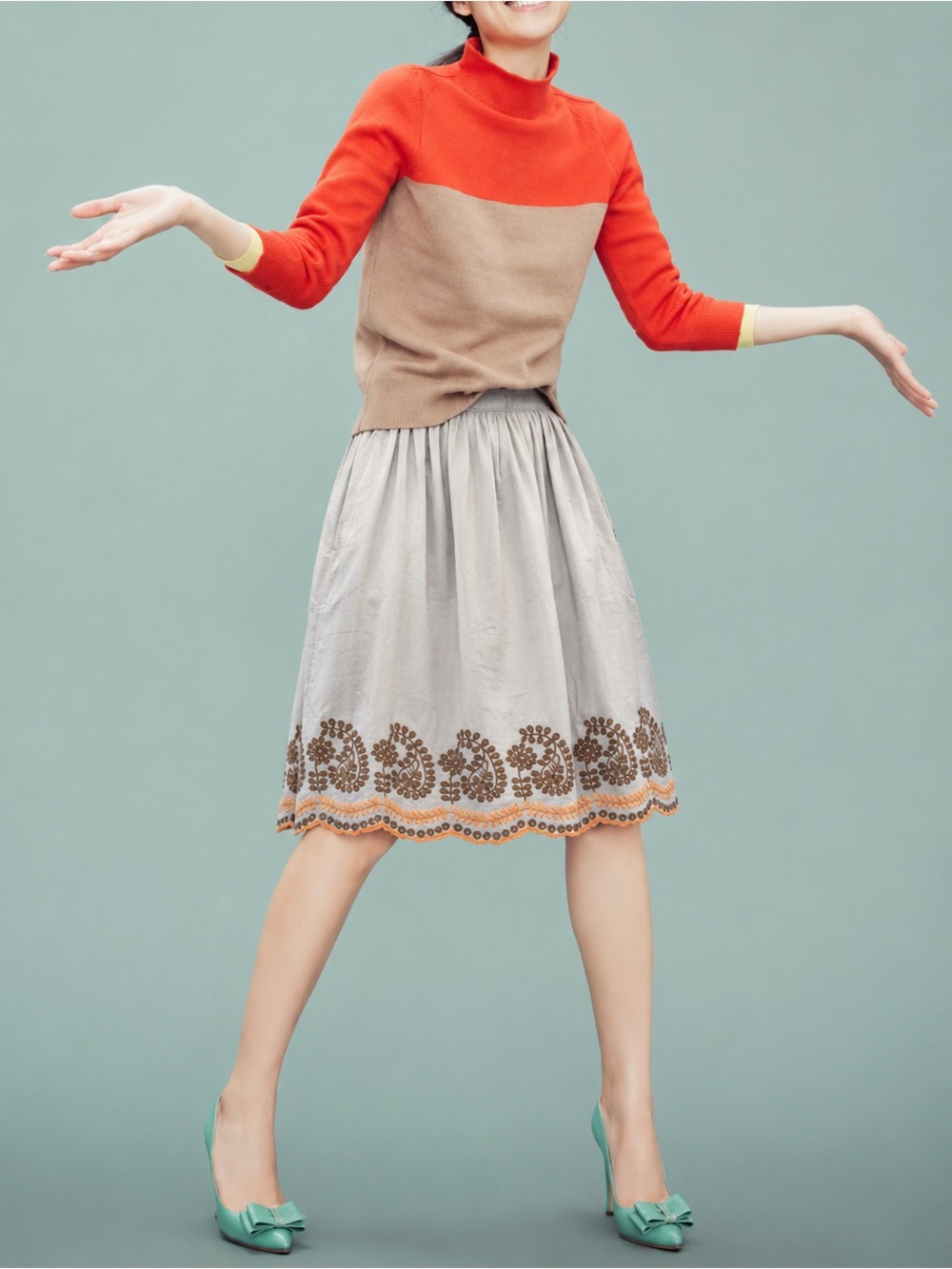 Light Blue Embroidered Summer Skirt (0057)